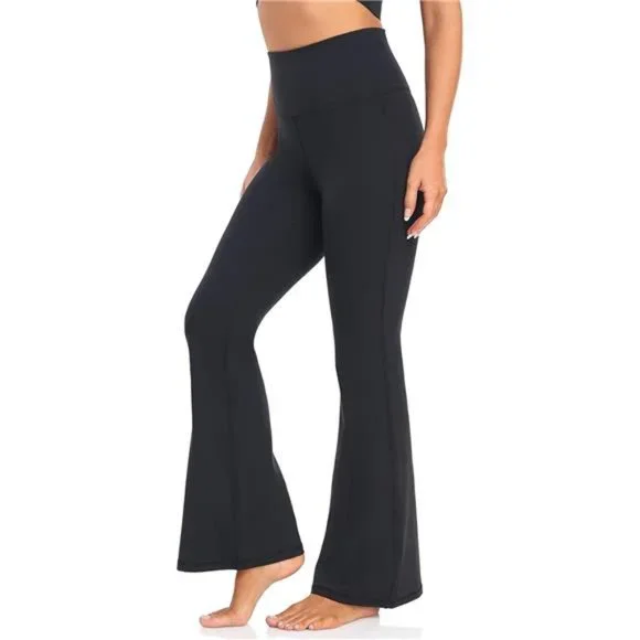 High Waist Flared Leggings, 30"/32" Bootcut Casual Yoga Pants, Tummy Control - Picture 3 of 6